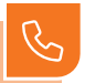 Orange square icon with a white outline of a classic telephone handset.