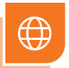 Orange square icon with a white outline of a globe, representing the internet or global connectivity.